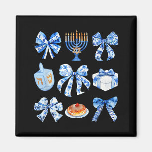 Coquette Hanukkah Bow Jewish Bow Menorah Bow Women Magnet