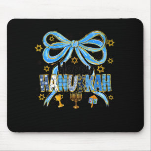 Coquette Hanukkah Bow Jewish Bow Menorah Bow Women Mouse Mat