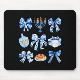 Coquette Hanukkah Bow Jewish Bow Menorah Bow Women Mouse Mat