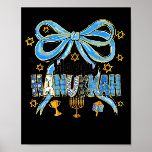 Coquette Hanukkah Bow Jewish Bow Menorah Bow Women Poster