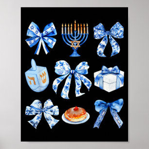 Coquette Hanukkah Bow Jewish Bow Menorah Bow Women Poster