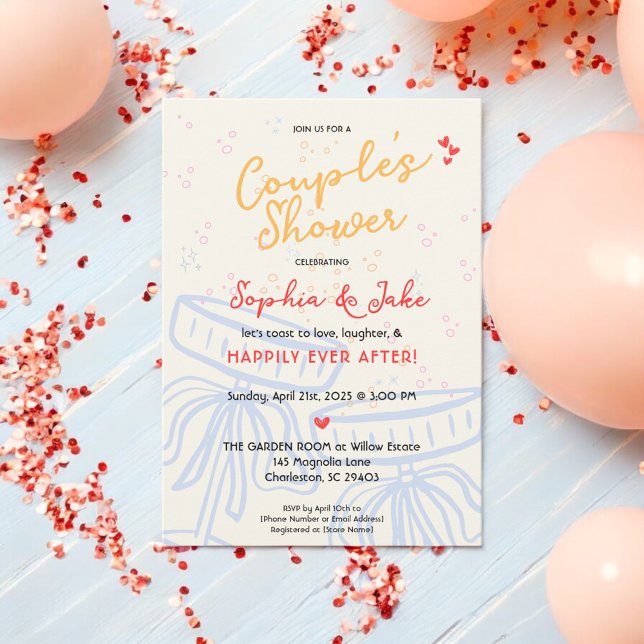 Coquette Happily Ever After Couple's Bridal Shower Invitation (Creator Uploaded)