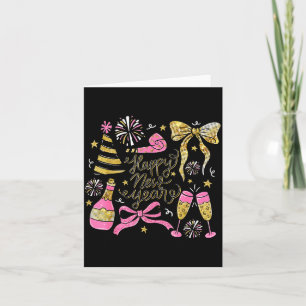 Coquette Happy New Year 2026 Champagne New Year's  Card