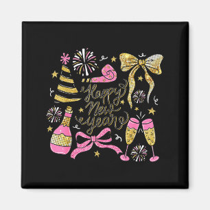 Coquette Happy New Year 2026 Champagne New Year's  Magnet