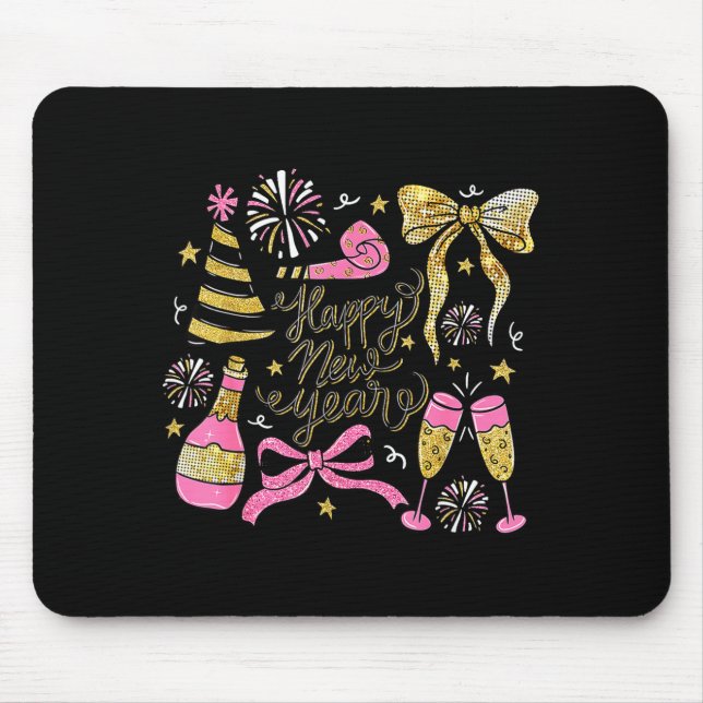 Coquette Happy New Year 2026 Champagne New Year's  Mouse Mat (Front)