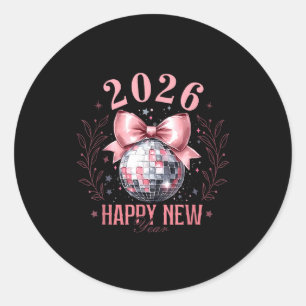Coquette Happy New Year Party 2026 Family Women Gi Classic Round Sticker
