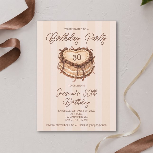 Coquette Heart Cake Birthday Invitation (Creator Uploaded)