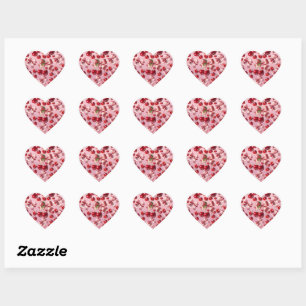 Coquette Heart Cherry Bow Pattern Sticker