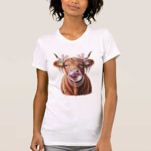 Coquette Highland Cow Bubblegum Shovel Design  T-Shirt