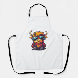 Coquette Highland Cow Bubblegum Tshirt Design, Hol Apron