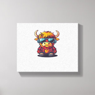 Coquette Highland Cow Bubblegum Tshirt Design, Hol Canvas Print