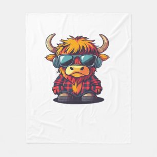 Coquette Highland Cow Bubblegum Tshirt Design, Hol Fleece Blanket