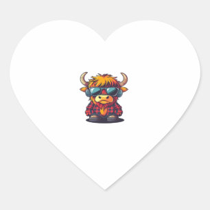Coquette Highland Cow Bubblegum Tshirt Design, Hol Heart Sticker
