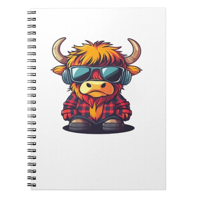 Coquette Highland Cow Bubblegum Tshirt Design, Hol Notebook (Front)