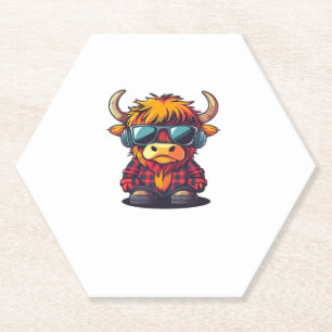 Coquette Highland Cow Bubblegum Tshirt Design, Hol Paper Coaster