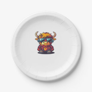 Coquette Highland Cow Bubblegum Tshirt Design, Hol Paper Plate