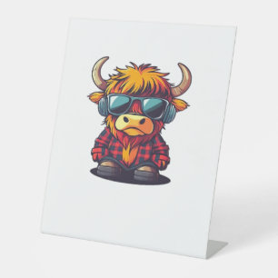 Coquette Highland Cow Bubblegum Tshirt Design, Hol Pedestal Sign
