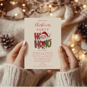 Coquette Ho Ho Ho Santa Christmas Invitation