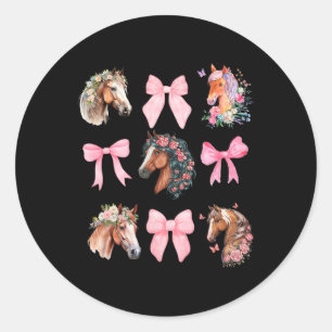 Coquette Horse Riding Wildflowers Equestrian Horse Classic Round Sticker