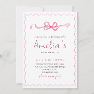 Coquette Invitation for Birthday Girl Bow Party