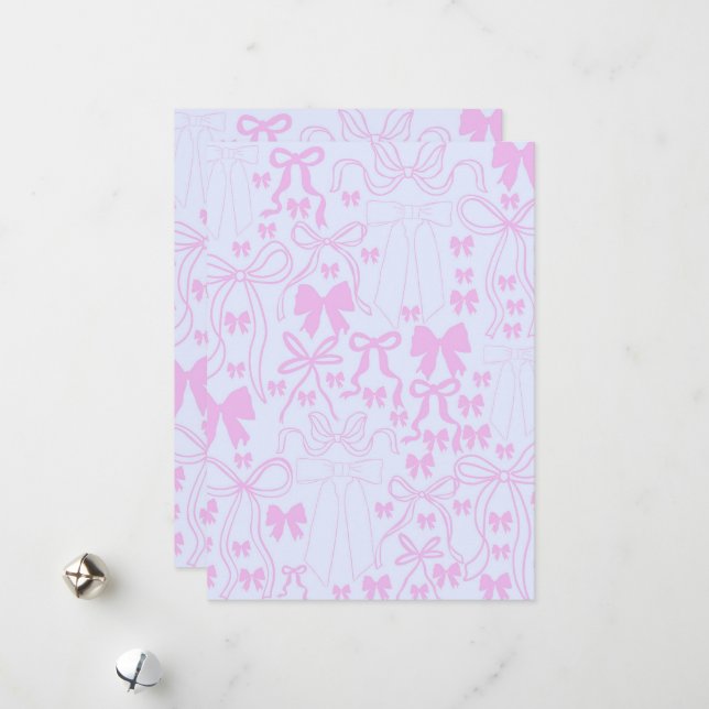 Coquette Invitations Pink Bow Baby Shower Pink Bow (Front/Back In Situ)