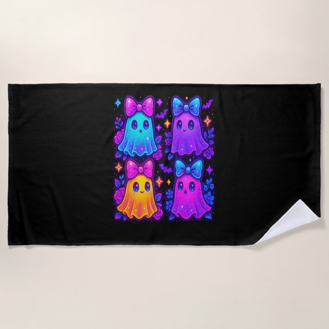 Coquette Iridescent Halloween Beach Towel (Front)
