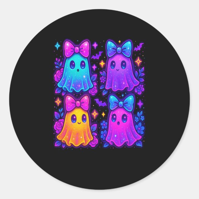 Coquette Iridescent Halloween Classic Round Sticker (Front)