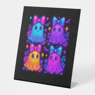 Coquette Iridescent Halloween Pedestal Sign