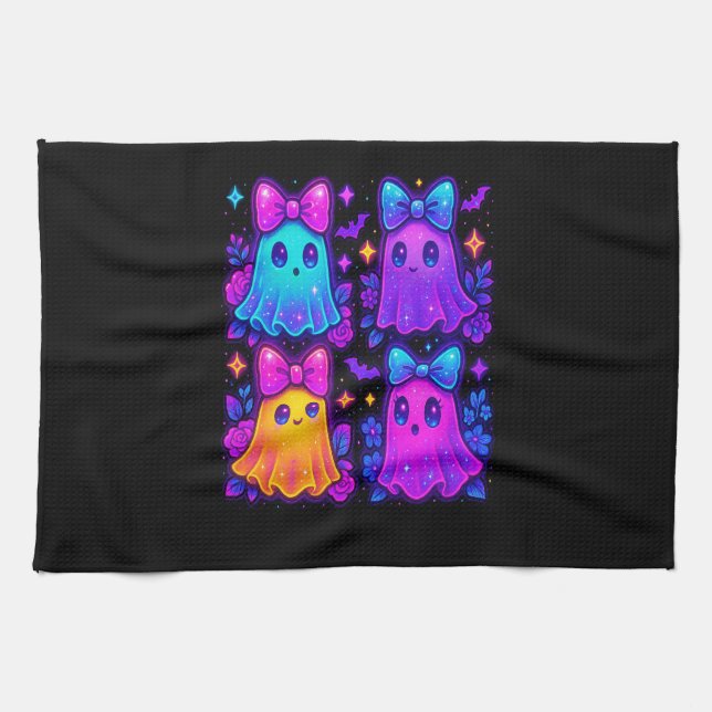 Coquette Iridescent Halloween Tea Towel (Horizontal)