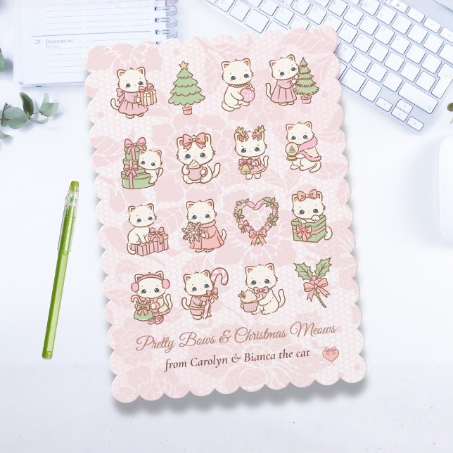 Coquette Kawaii Cat Christmas Card (Coquette Kawaii Cat Christmas Card)