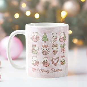 Coquette Kawaii Cat Christmas Coffee Mug