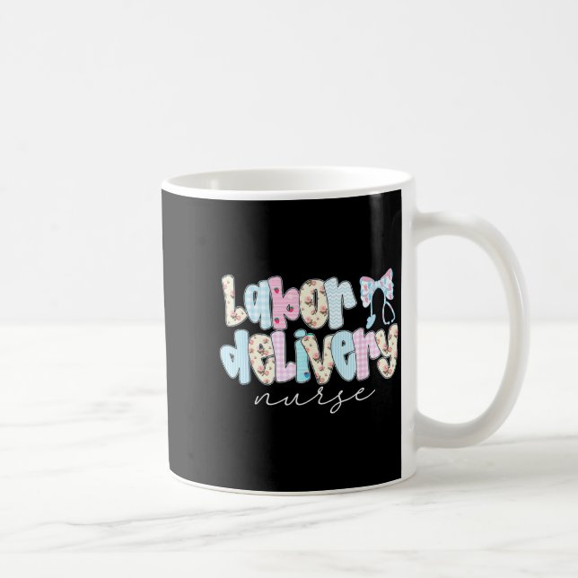 Coquette Labor And Delivery Nurse Crewneck, Bow St Coffee Mug (Right)