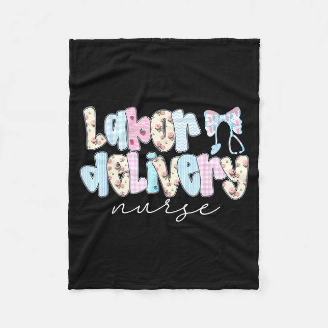 Coquette Labor And Delivery Nurse Crewneck, Bow St Fleece Blanket (Front)