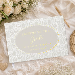 Coquette Lace Ivory & White Letters to The Bride Guest Book