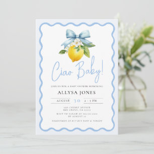 Coquette Lemon Ciao Baby Italian Wavy Baby Shower Invitation