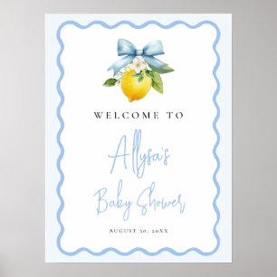 Coquette Lemon Italian Wavy Baby Shower Welcome Poster