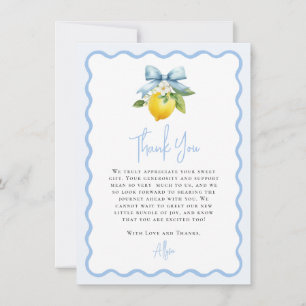 Coquette Lemon Mediterranean Wavy Baby Shower Thank You Card