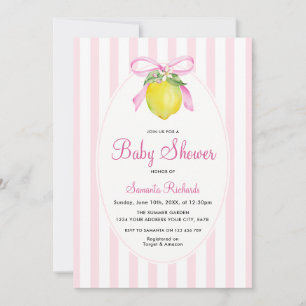 Coquette Lemon Pink Baby Shower Invitation