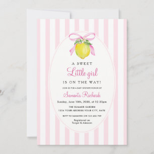 Coquette Lemon Pink Baby Shower Invitation