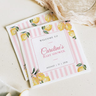 Coquette Lemon Pink Baby Shower napkins