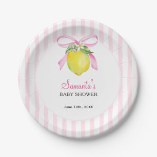 Coquette Lemon Pink Baby Shower Paper Plate