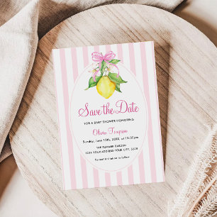 Coquette Lemon Pink Baby Shower Save the Date Invitation