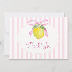 Coquette Lemon Pink Baby Shower Thank You Card