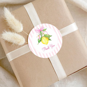 Coquette Lemon Pink Baby Shower Thank You Classic Round Sticker