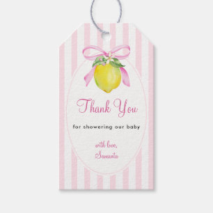 Coquette Lemon Pink Baby Shower Thank You Gift Tags