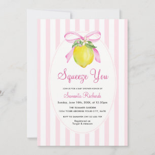 Coquette Lemon Pink Squeeze You Baby Shower Invitation