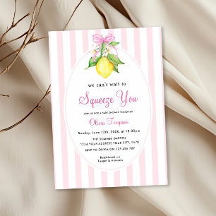 Coquette Lemon Pink Squeeze You Baby Shower Invitation