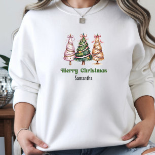 Coquette Leopard Christmas Trees aesthetic women’s Hoodie