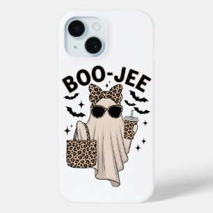 Coquette Leopard Ghost Coffee Boo-JEE Halloween Bo iPhone 15 Case