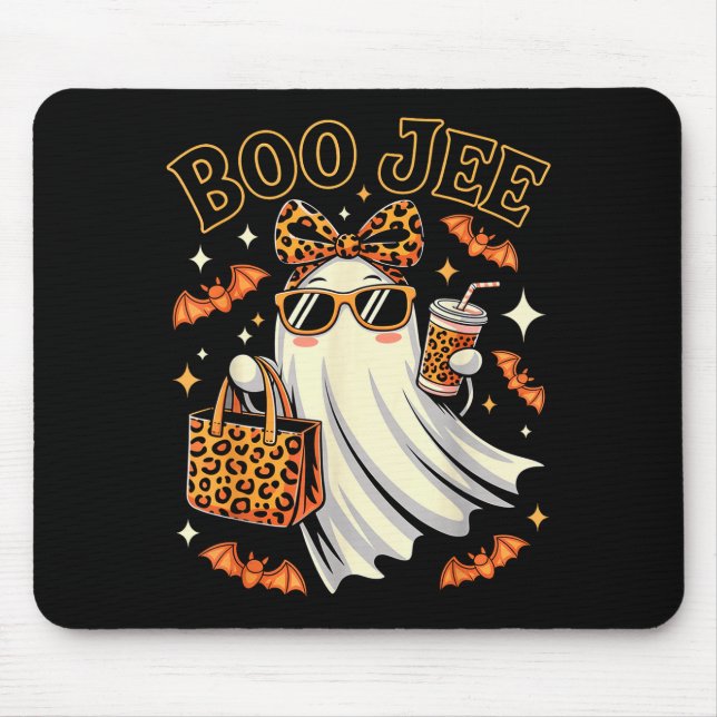 Coquette Leopard Ghost Coffee Boo Jee Halloween Bo Mouse Mat (Front)